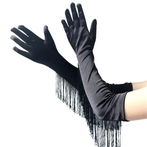 Guantes codo rojo de dedos completos en satén satinado de fiesta 2