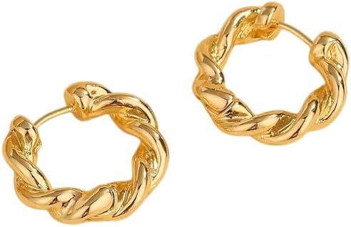 Chunky Braided Hoop Earrings for Women – 18K Gold Plated Twisted Small Hoop Earrings – Lightweight Statement Jewelry for Daily Wear and Special Occasions