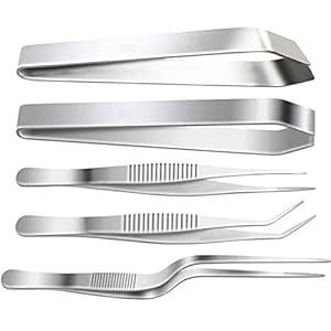 5 stuks vis-gradenpincet set 3 stuks keukenpincet van roestvrij staal (recht/gebogen/helling) – 2 stuks roestvrij stalen vistang (recht/helling) 16 cm/12 cm voor kookgerei en zeevruchten