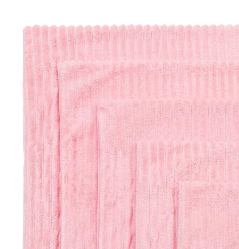 Image of RD TREND Cushion Cover Set of 5, Decorative Sofa Living Room Home Square Cushion Covers 16 Inch x 16 Inch, Aesthetic Corduroy Striped Double Sided (Peach,Pack of 5)