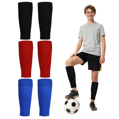 JUGUTA 3 Paia Calzini Tubolari da Calcio, Tubes Unisex, Calze Sportive Tubolari Unisex, Calze Tubolari da Uomo, Calze Traspiranti e Comfort, per Campeggio, Corsa, Allenamento, Nero, Rosso, Blu