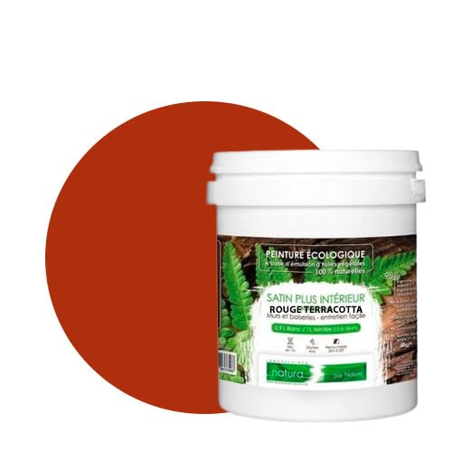 BOX DECO COULEURS Peinture murale naturelle écologique aspect satin intérieur Natura - 1 L, Rouge Terracotta