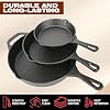 isheTao Cast Iron Skillet 3-Piece Set, 6", 8", 10" Frying Pans, Heavy-Duty Pre-Seasoned Pan Cookware Set, For Frying, Saute, Cooking, Pizza & More, Black #2
