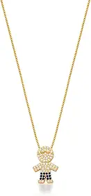 Colar Pingente Menino em Zircônias Safira Banhado a Ouro 18k