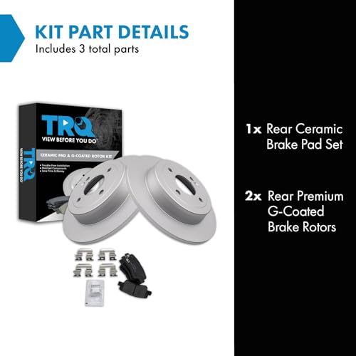 Image of TRQ Rear Brake Pad and Rotor Set Ceramic Coated Rotors Compatible with 2012-2017 Hyundai Accent Kia Rio