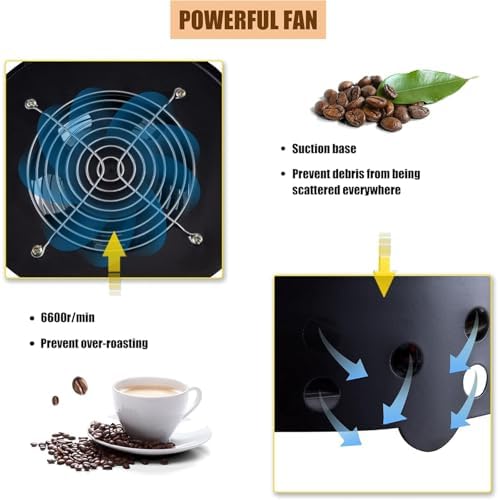 Refroidisseur de grains de café, machine de refroidissement électrique pour torréfaction de café avec radiateur à filtre, capacité de 600 g, refroidissement rapide pour obtenir une meilleure saveur