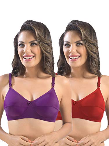 Image of SONARI Womens Cotton Everyday Bra | Non Padded, Wire Free, Comfortable Bra with Seamed Cups | Medium Coverage, Hook and Eye Closure for Everyday Wear | Adjustable Strap for a Customized Fit - Loreal