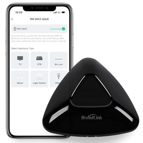 Image of BroadLink Universal IR/RF Remote RM MAX, Wi-Fi & BLE Smart Hub for TV/AC/Blinds, Voice Control, Compatible with Alexa & Google Assistant, Local Control & Fast Setup