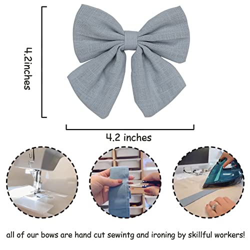 Baby Girl Hair Clips With 4.2 Inches Linen Bows,Handmade Hair Bows For Girls With Fully Lined Alligator Clips,10 Pcs Hair Accessories For Toddlers School Age And Teens! #TOP1