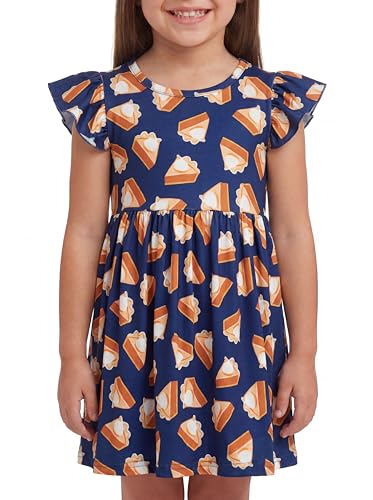 Image of Unique Baby Girls' Short Sleeve Everyday Printed Dresses for Kid and Toddler, Sizes 2T-12Y
