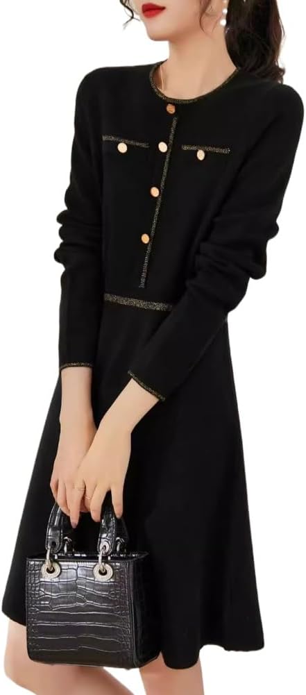 LIXINGHEITANG Cashmere Knitted Dress Women's Slim Sweater