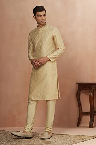 Image of Manyavar Men's Art Silk Jacquard Woven Ethnic Kurta Set (2pcs)