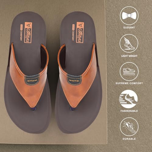 Image of Men's Open Toe Slip-on Sandal | Ultra Soft Memory Cushion Chappal | Flip-Flop for Outdoor /Festive Ethnic Wear | Comfortable Footbed & Slip Resistant | Perfect for Kurta, Lungis, Weddings & Casual Use