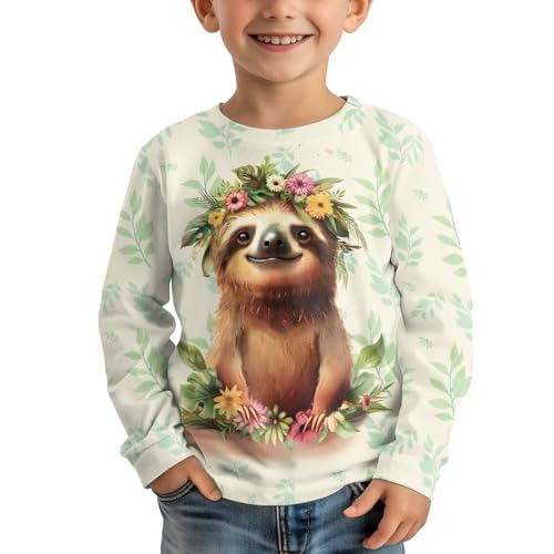 Image of Girls Cartoon Print Long Sleeve Graphic Tee Casual Crew Neck T-Shirts for 3-16 Years Little Girls