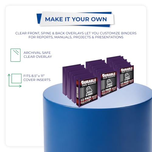 Image of Samsill Durable 1.5 inch 3 Ring Binder, D Ring Binder, 100% Recycled Chipboard, Purple, 12 Pack