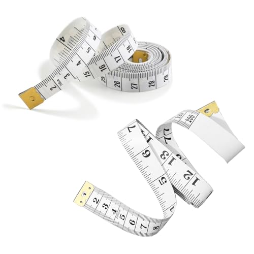 2-Pack Dual Sided Measuring Tape – 150cm/60 and 200cm/72 Inch Soft Fibreglass Tape Measure for Body & Sewing – Metric & Imperial Units – Durable, Flexible Tailor’s Ruler (White)