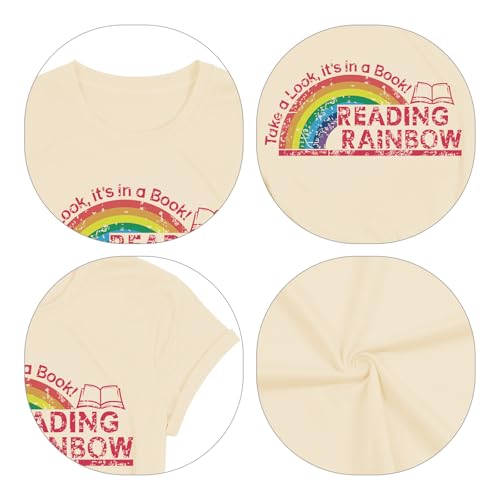 Image of Take a Look It's in a Book Shirt for Women Funny Reading Rainbow Graphic T Shirt Book Lover Gift Tee Tops