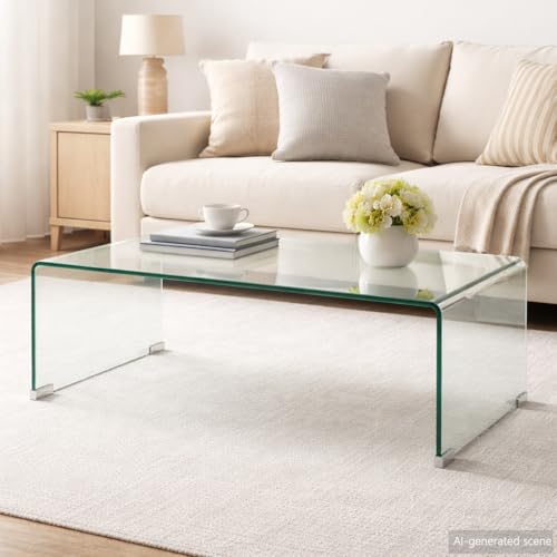 Table basse en verre trempé compacte pour salon encombré et sombre - 3