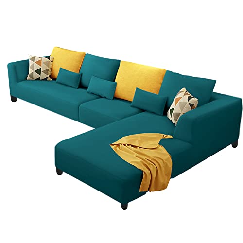 Image of Galib RHS 6 Seater L Shape Sofa Set for Living Room (Pine) Premium Fabric