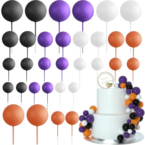 ASTARON 32 Pcs Ball Cake Topper Halloween Decorations Mini Balloo...