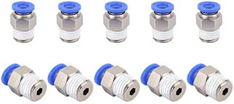 SNS 1/4"Tube OD x 3/8 NPT Male Straight Nickel Plated Brass Push to Connect Pneumatic Fittings（10 PCS） SPC1/4-03NPTBE