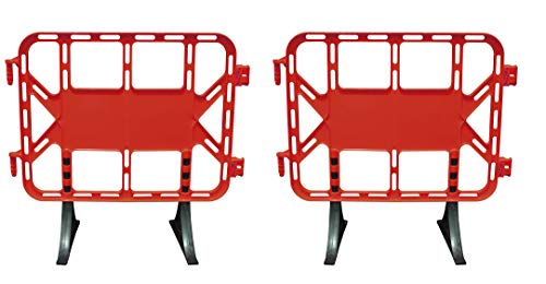 ADO - Valla de plástico obra peatonal en color rojo, valla con patas extraíbles de 1 metro (2- Vallas)