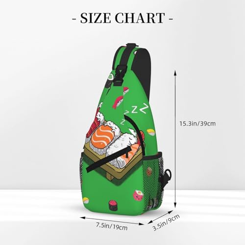 Cross Chest Bag Diagonally-Sleeping Sushi Print Durable Hiking Daypacks With Large Capacity For Women Men3