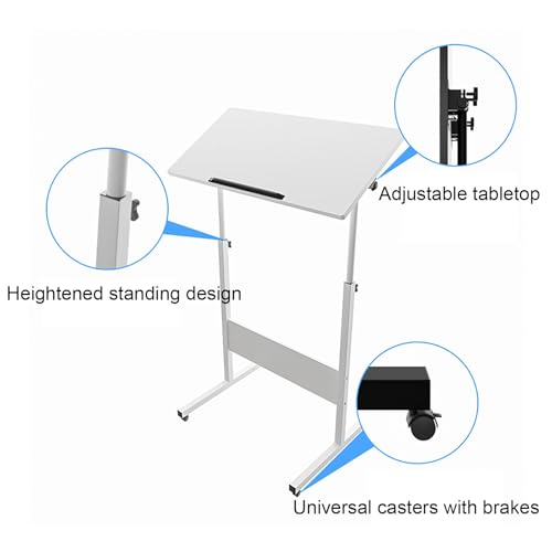 Atril portátil con estante ajustable y ruedas de diseño compacto negro 4