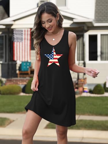 Image of NEWWEN American Flag Dress Women 4th of July Sleeveless Tank Dress 250 Anniversary USA Patriotic Summer Sundress