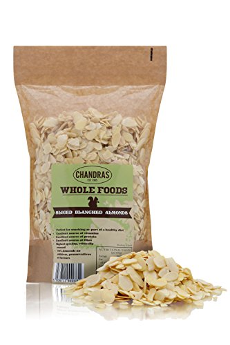 Chandra Whole Foods - Almonds 500g - Blanched Almonds Raw Almonds Flaked Almonds & Almond Flour - Gluten-Free Keto Protein Vitamins & Fibre (500 g (Pack of 1)