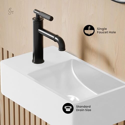 Fregadero de hormigón rectangular Swiss Madison Lisse lavabo de 16 pulgadas blanco 4