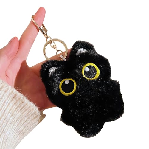 AstraGlam Llavero de Peluche de Gato Negro Colgante para Bolsos – Encantador Accesorio de Bolsa Regalo para Mujeres, Llavero Suave para Bolso, Mochila, Monedero o Llaves del Coche
