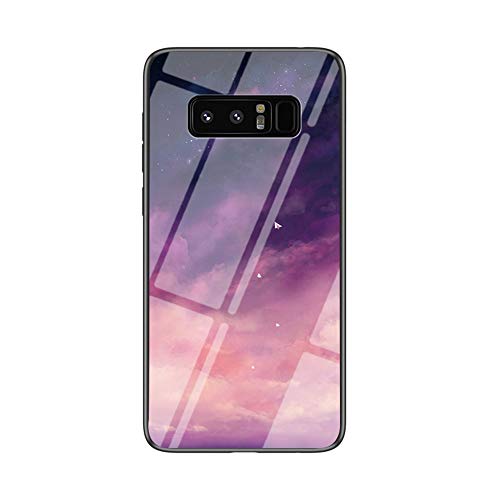 MadBee Funda para Samsung Galaxy Note 8 [con Protector de Pantalla],9H Cristal Templado [Cielo Estrellado] + Borde de TPU Silicona Suave Fundas Case Cover (Cielo Estrellado Púrpura)
