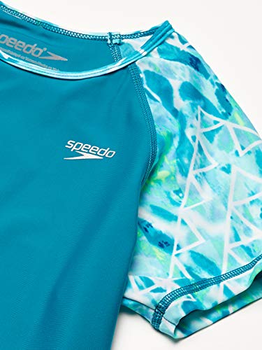 Image of Speedo Girls' Uv Swim Shirt Short Sleeve Printed Rashguard