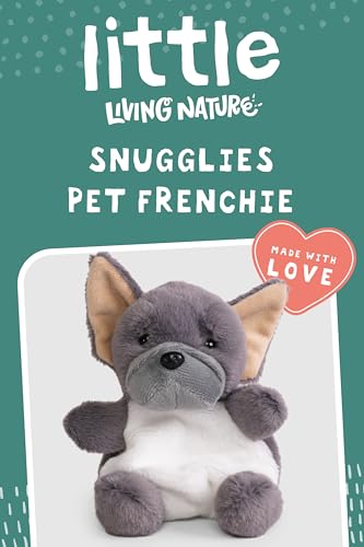 Little Living Nature Snugglies Grauer Französische Bulldogge Plüschtier – Stofftier Geschenk für Kinder, Kuscheliges Hundespielzeug, Frenchie