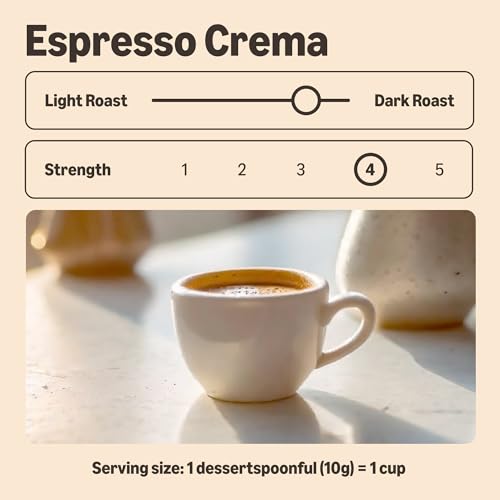 by Amazon Ground Coffee Espresso Crema, Medium Roast, 250 g, Pack of 4 - Rainforest Alliance Certified