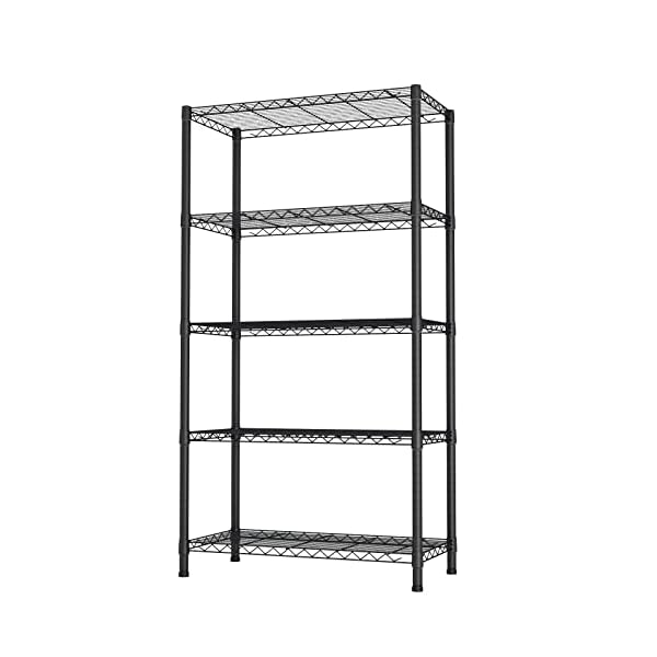 SINGAYE 5-Shelf Adjustable, Heavy Duty Storage Shelving Unit (350 lbs Loading Capacity per Shelf), Steel Organizer Wire Rack, Black (36" W x 14" D x 72" H)