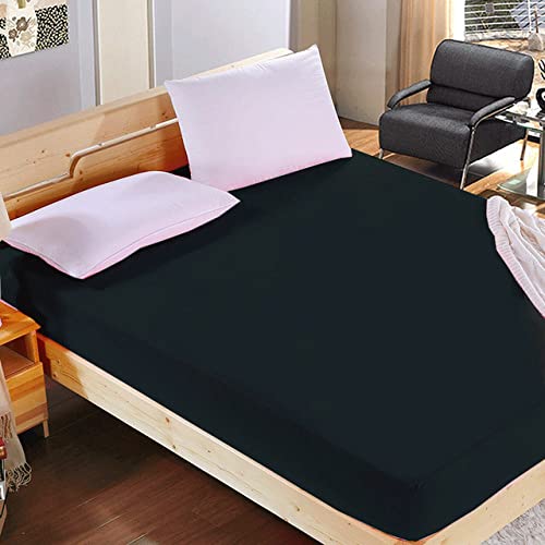 Drap-housse solide en polyester noir 90x200 avec bonnet 26cm élastique
