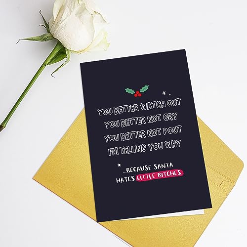 Supoeguk Cartão de Natal engraçado para mulheres, cartão de Natal sarcástico para melhor amiga, cart