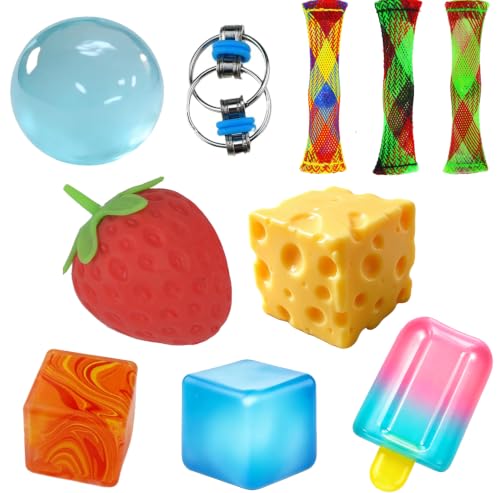 Cheese Squishy Toy, Slow-Rising Cheese Squishy Squeeze Block, Stress Balls for Adults, Stress & Anxiety Relief Fidget Gift,Stress-Relief Set for the Office and Classroom (Colorful 10PCS)