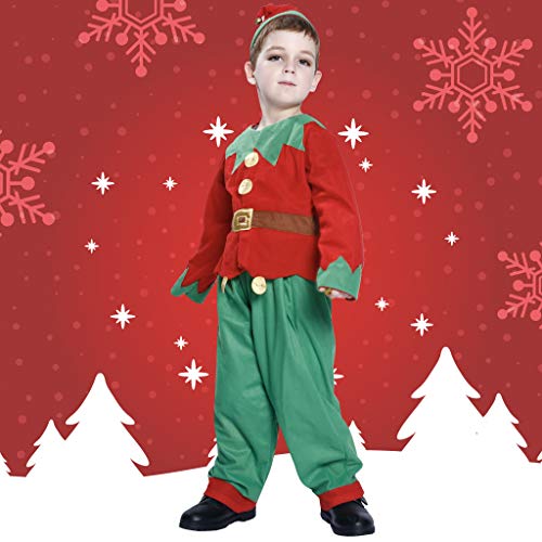 Eraspooky Kids Boys Elf Christmas Costumes Outfit Suit Santa Elf Costume Girls Dress Up Funny Cosplay Party #TOP4