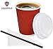 Galashield 12 Oz Disposable Coffee Cups with Lids 50 Pack Hot Paper Ripple Cup with Stirring Straws and Napkins
