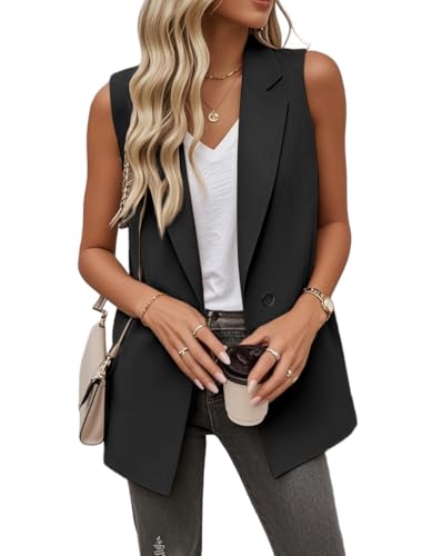 IDEALSANXUN Womens Sleeveless Blazer Vest Tops Dressy Business Work Suit Jackets
