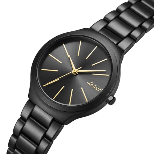 Image of Letoff Women's Wrist Watch, Big Dial Metal Strap, 100 ft Waterproof, Multicolor Casual Fashion Watch