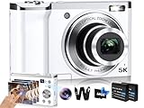5K Digital Camera 2024 Upgraded 56MP Cameras for Photography with Front and Rear Lens,Touch Screen&10X Optical Zoom,6-Axis Anti-Shake,Autofocus Vlogging Compact Camera with 64GB SD Card,2 Batteries
