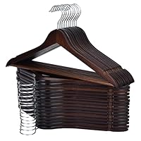 Edergoo Wooden Hangers with 360-Degree Rotatable Hook and Shoulder Grooves for Closet