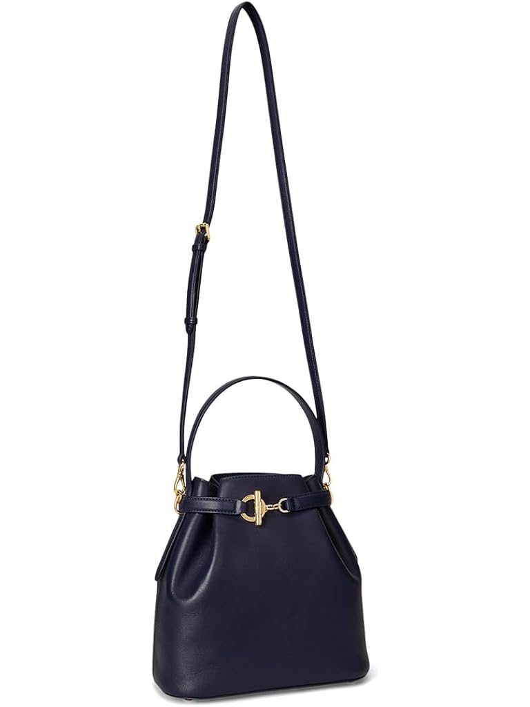 Navy Lauren Ralph Lauren Leather Medium Blaike Bucket Bag