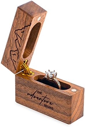 Wislist Wooden Engagement Ring Box Small Slim Flat Ring Case for ...