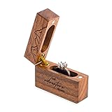 Wislist Wooden Engagement Ring Box Small Slim Flat Ring Case for Proposal,Wedding (The adventure begins)
