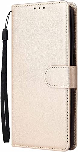 Étui portefeuille iPhone 13 Pro Max femme or avec béquille intégrée et dragonne